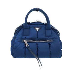 Prada Tessuto Nylon Bomber Satchel recognized quilted puffer Blue